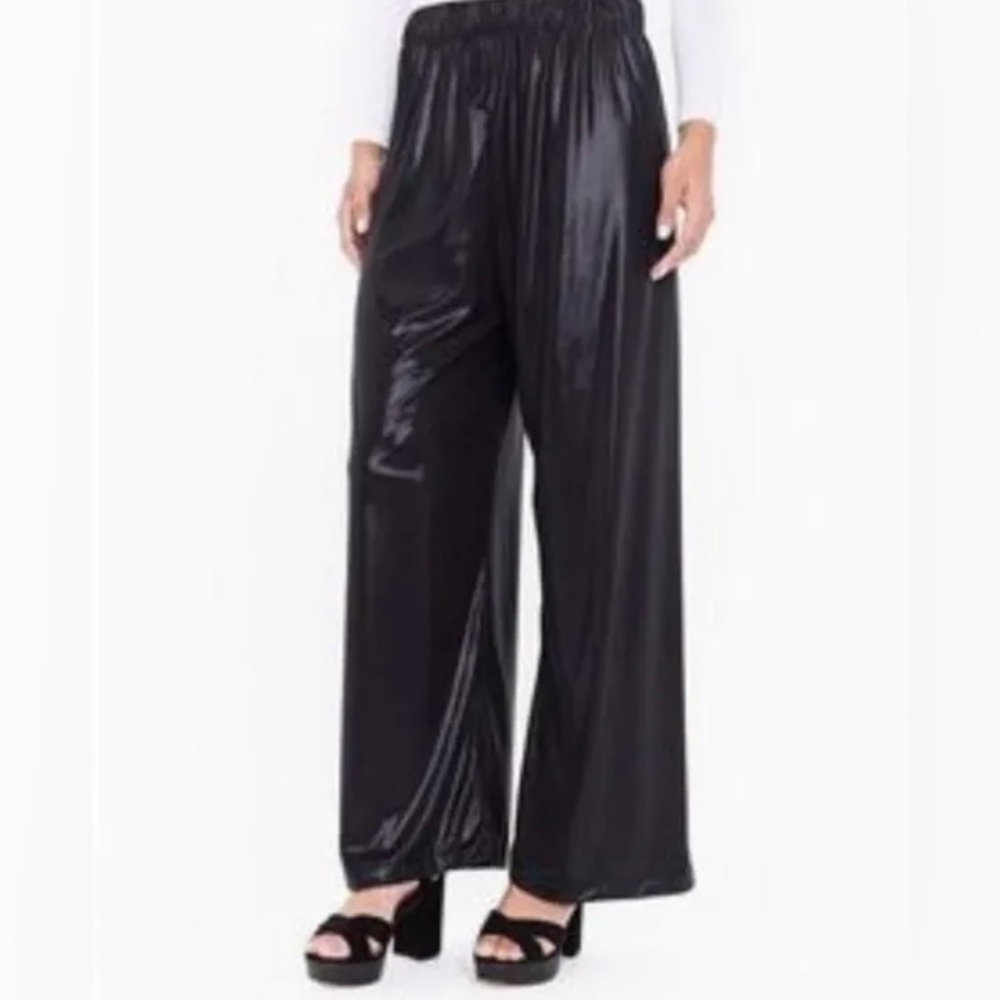 American Apparel Metallic Jersey Wide Leg Pant Black Size XS NWT